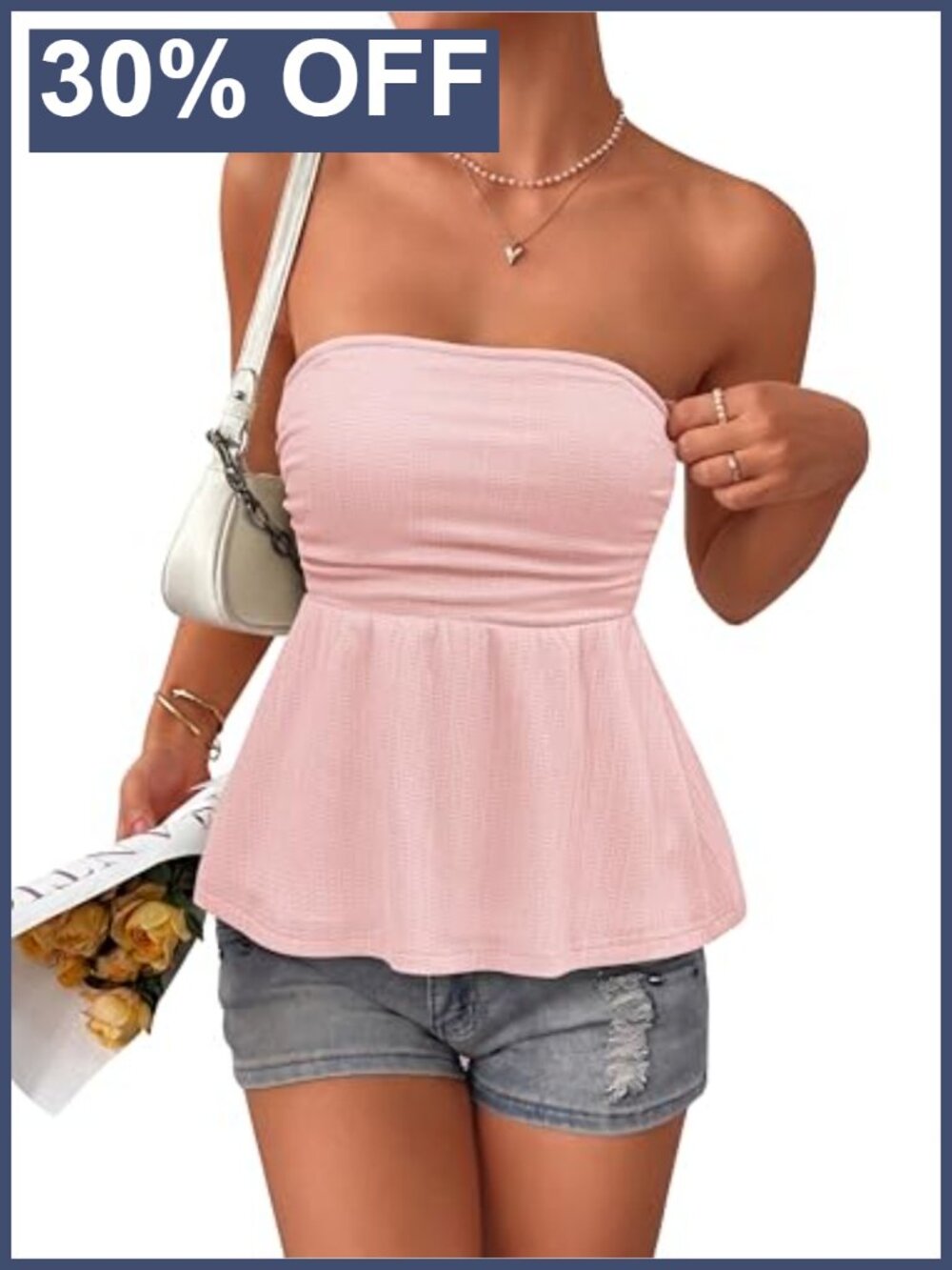 Strapless Ruffle Hem Tube Tank Top - Cute Summer Y2K Sleeveless Outfit